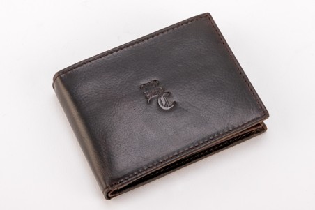 Carteira masculina preta de pele com logotipo em relevo