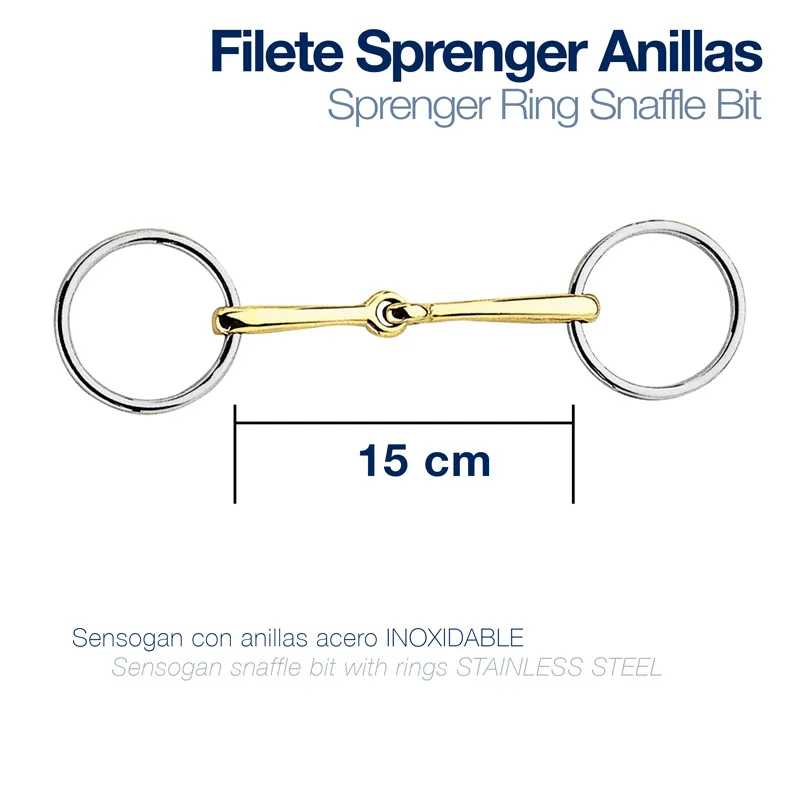 Freio Filete Sprenger Anillas de aço inoxidável com anéis de metal, comprimento 15 cm