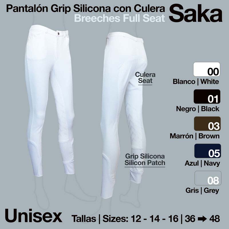 Calças de equitação brancas com grip de silicone e culera, várias cores e tamanhos