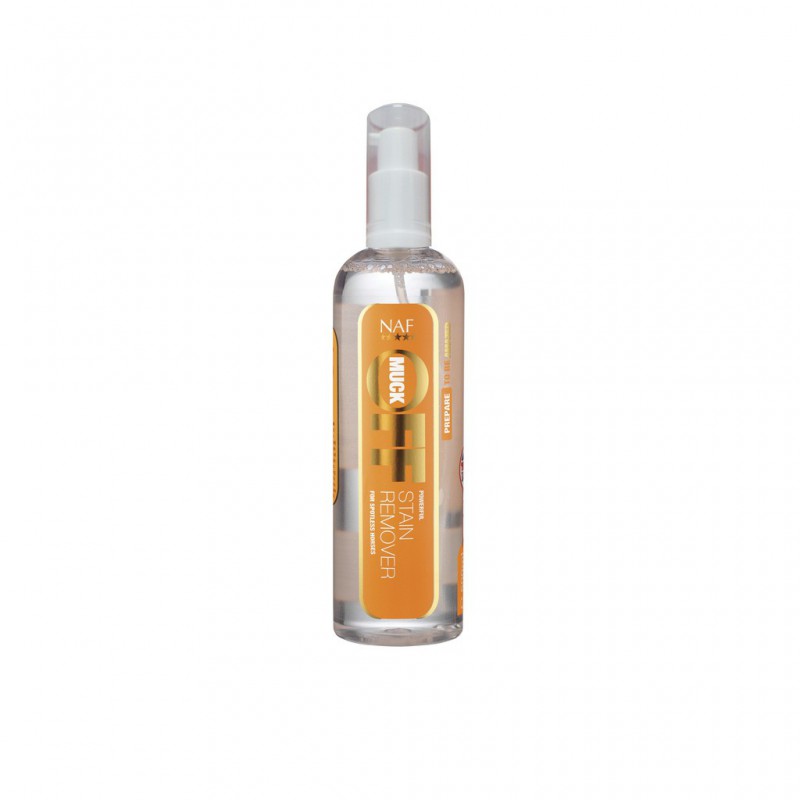 Frasco de spray transparente com rótulo laranja e tampa branca
