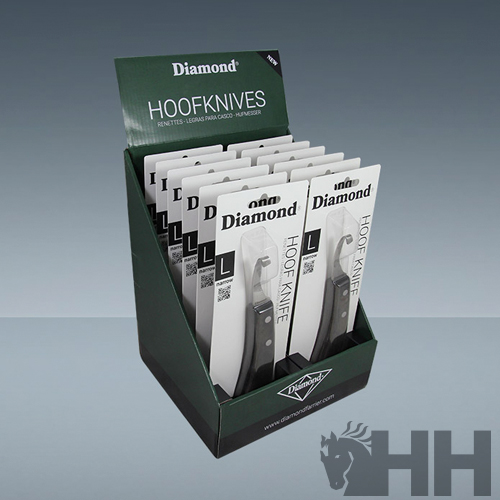 Expositor com facas de casco Diamond em embalagens brancas
