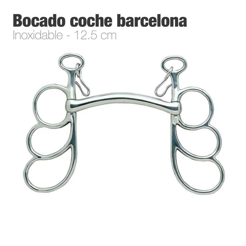 Bocado coche Barcelona em inoxidável, 12,5 cm, para cavalo