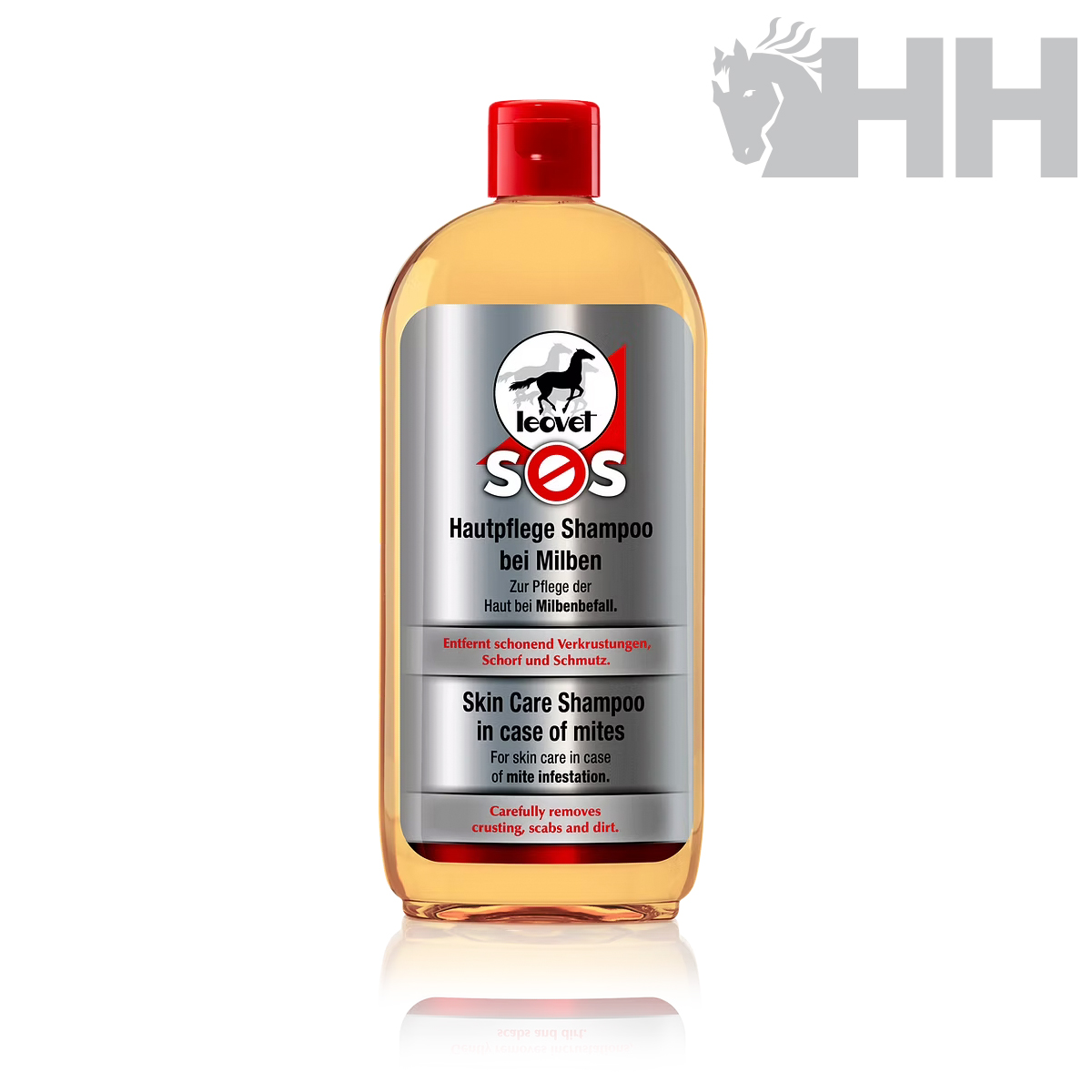 Frasco de shampoo para cuidados da pele de cavalos