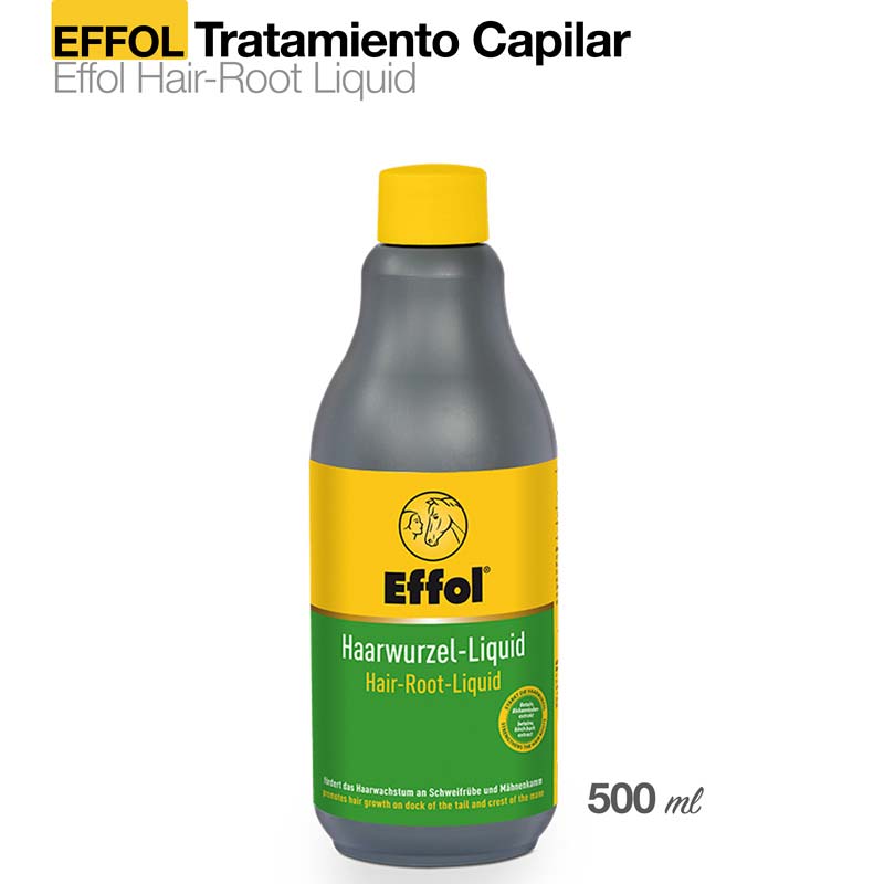 Frasco Effol Hair-Root Liquid tratamento capilar 500 ml com rótulo amarelo e verde