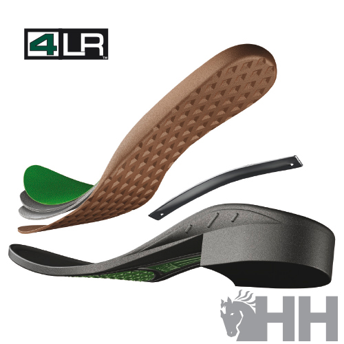 Palmilha decomponível com várias camadas coloridas e logotipos 4LR e HH