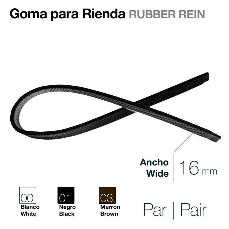 Goma para rienda de borracha preta entrelaçada, 16 mm de largura