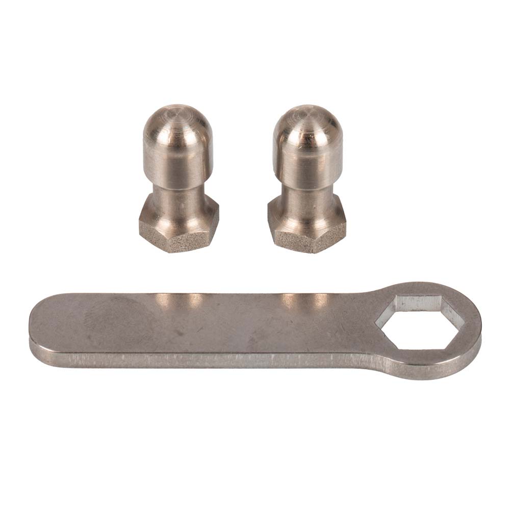 Porcas sextavadas fechadas em aço inoxidável com chave.