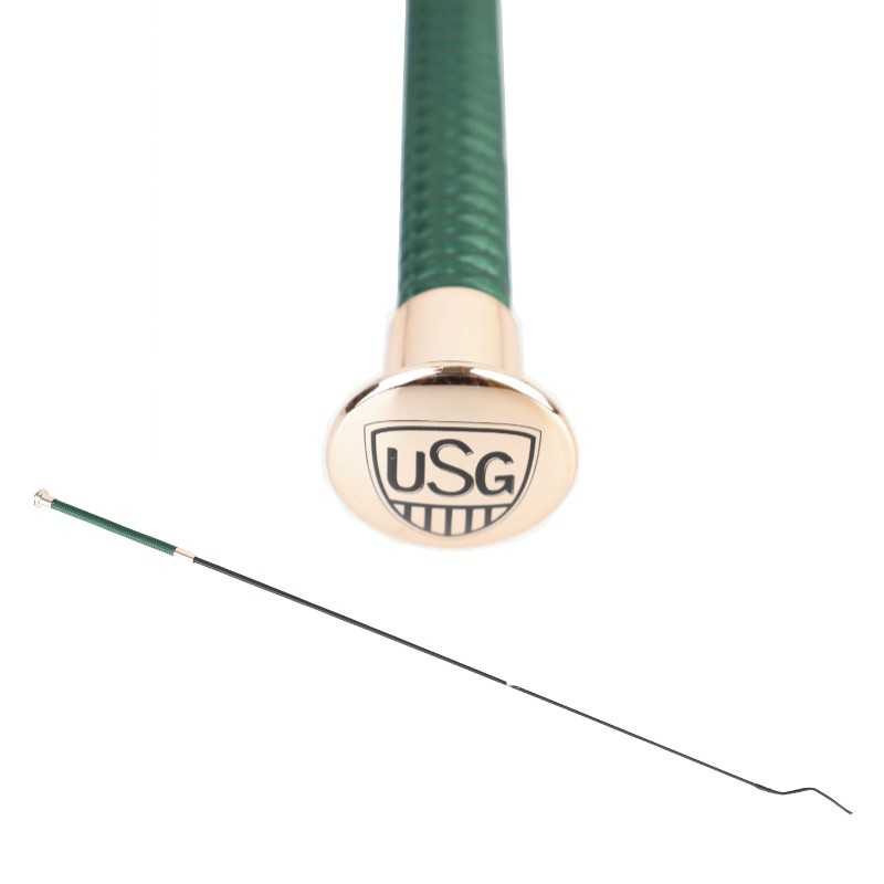 Varinha de esgrima verde com emblema U S G e ponta metálica