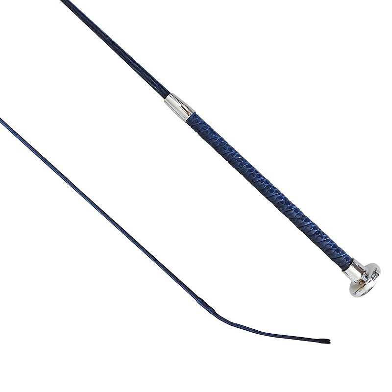 Vara fina azul escura com pega em fita azul e ponta curva