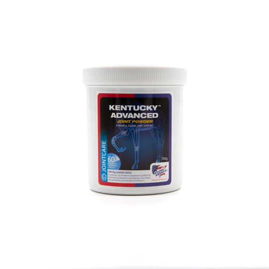 Pote de suplemento em pó Kentucky Advanced Joint Powder para suporte articular equino