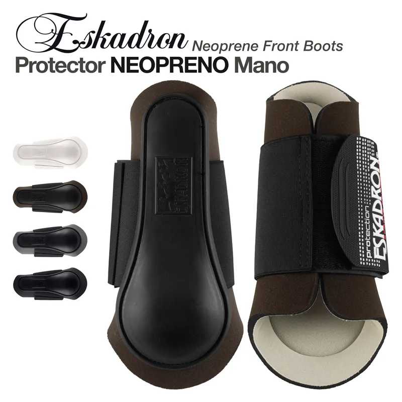 Botas frontais de equitação Eskadron em neopreno preta e castanha com velcro