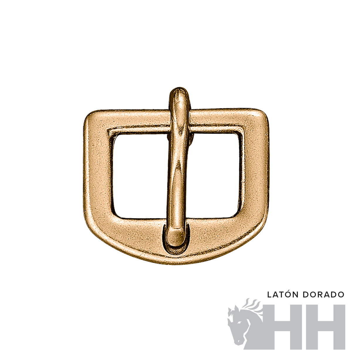 Fivela de latão dourado retangular com pino central