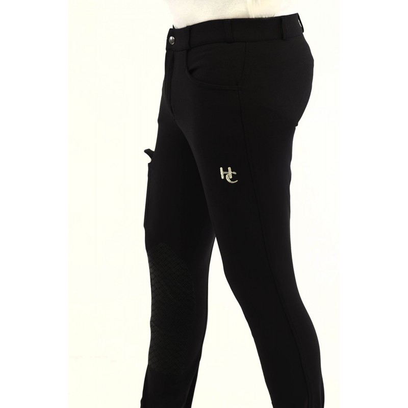 Calças pretas justas com logótipo 'hc' branco