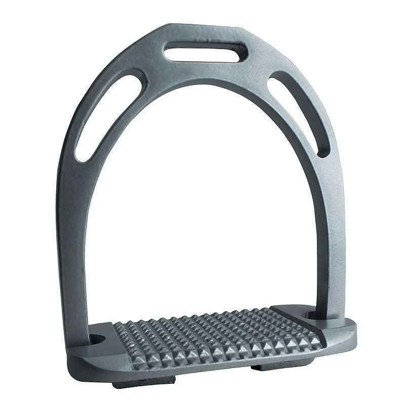 Estribo de equitação metálico cinza com base texturada antiderrapante