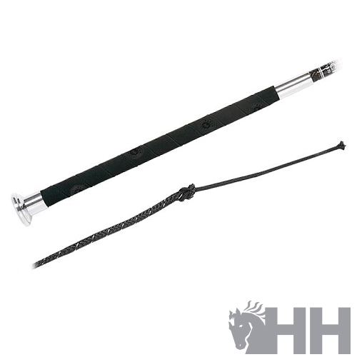 Cabo metálico cromado com revestimento preto e corda preta fina com nó