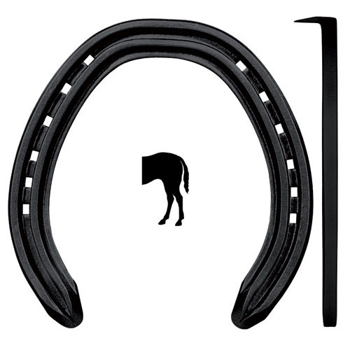 Ferradura preta para cavalo e alisador preto