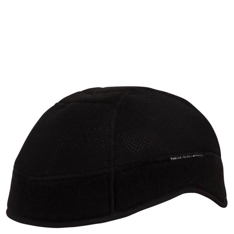 Gorro preto de tecido com costuras visíveis