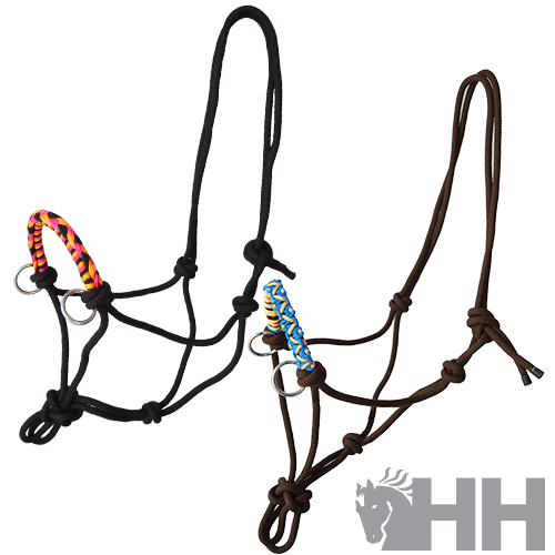 Brinquedos para mastigar cães em corda preta e castanha com anéis metálicos