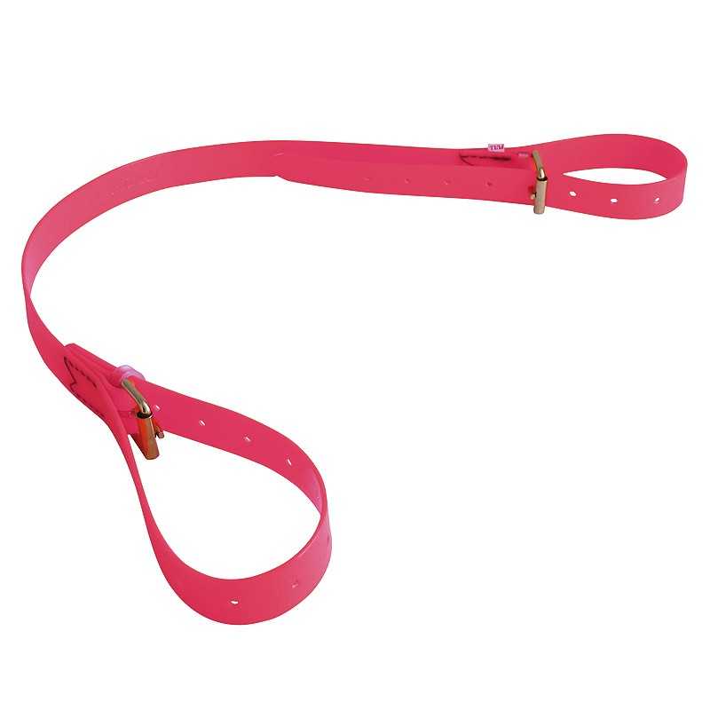 Cinto cor-de-rosa com fivelas douradas sobre fundo branco