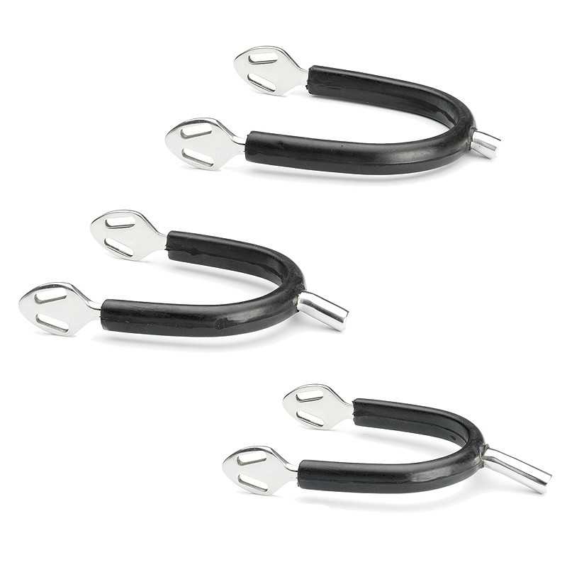 Três esporas metálicas com revestimento preto