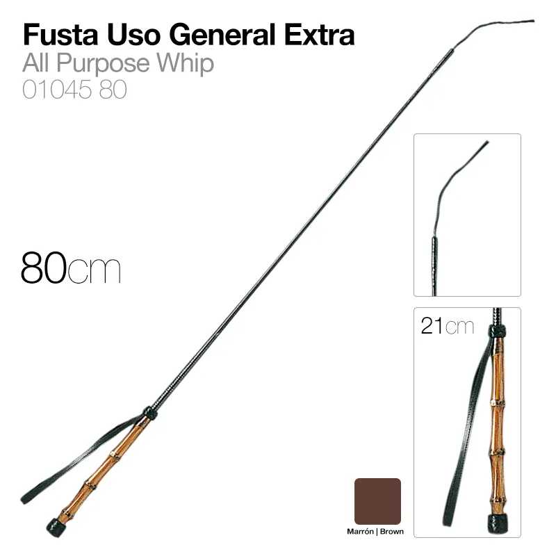 Fusta uso geral extra castanha e preta com cabo estilo bambu e fita preta