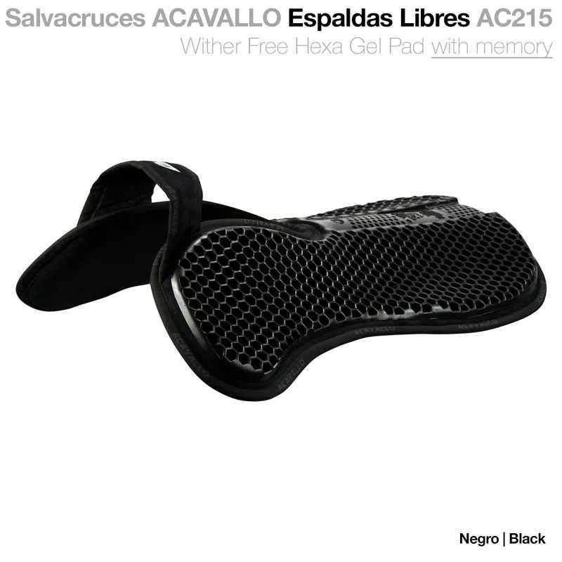 Salvacruces ACAVALLO preto em gel com textura hexagonal e alça ajustável.