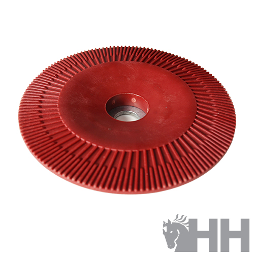 Disco abrasivo vermelho com ranhuras e orifício central