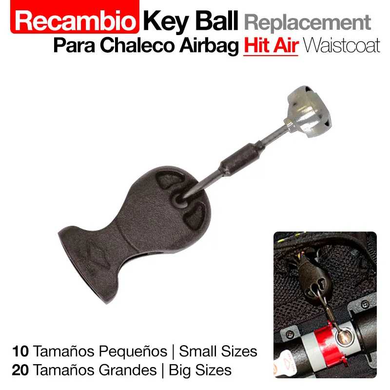 Peça de substituição para colete airbag Hit Air Waistcoat com texto em espanhol e inglês e imagem do produto instalado