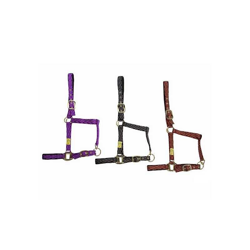 Três cabrestos trançados de cores diferentes sobre fundo branco