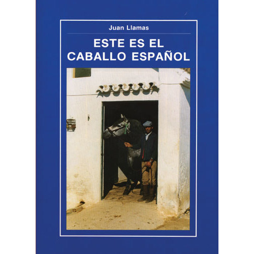 Capa de livro azul com foto de homem e cavalo na entrada de estábulo