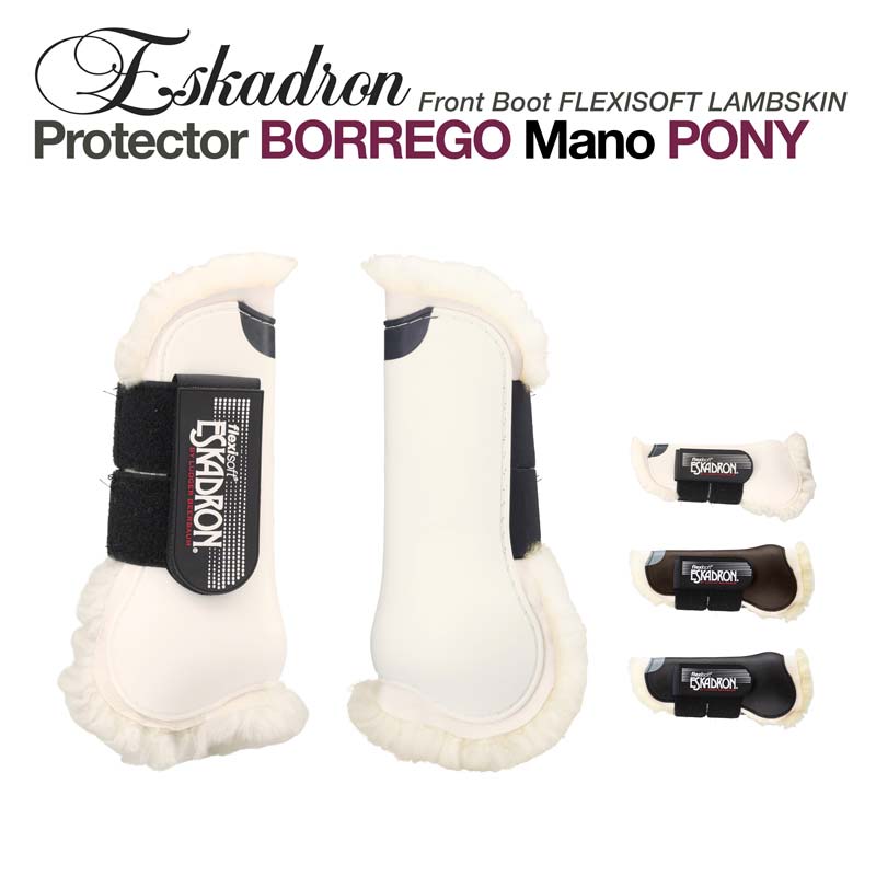 Protetores frontais para cavalos Eskadron Branco com pele de carneiro e fecho de velcro preto