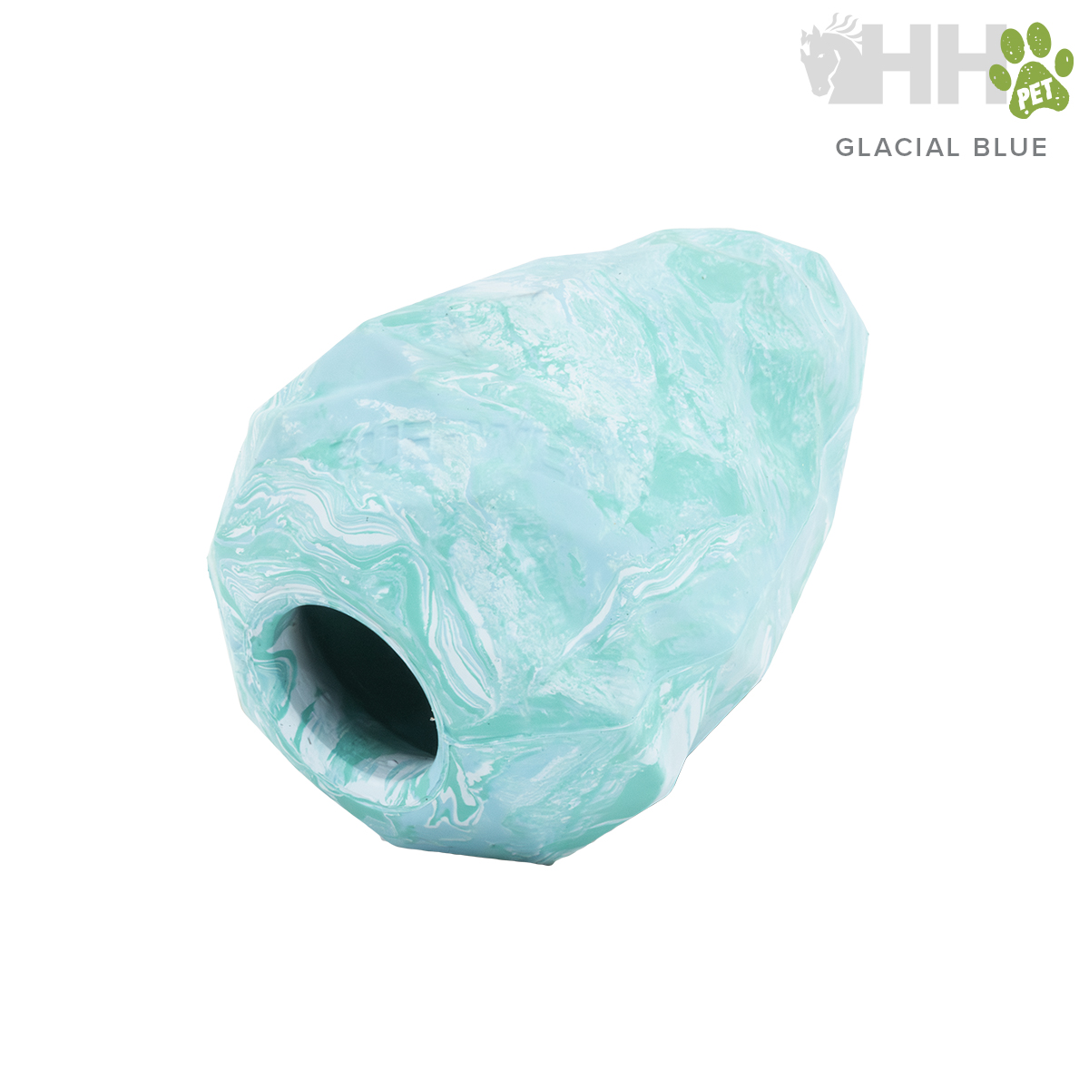 Vaso cerâmico azul claro marmoreado com abertura circular