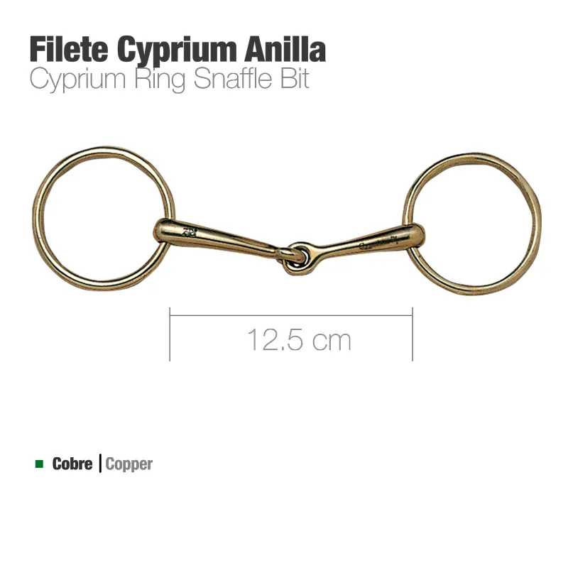 Filete anilha de cobre para cavalo com 12,5 cm