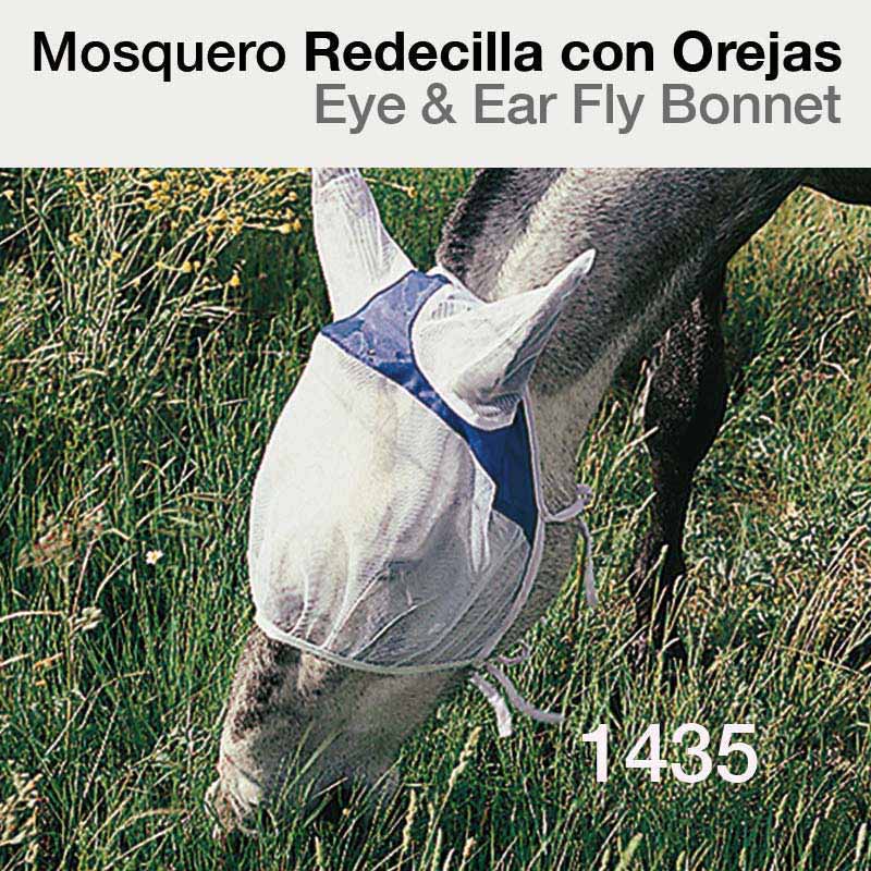 boné mosqueiro para cavalo branco e azul com orelhas em campo