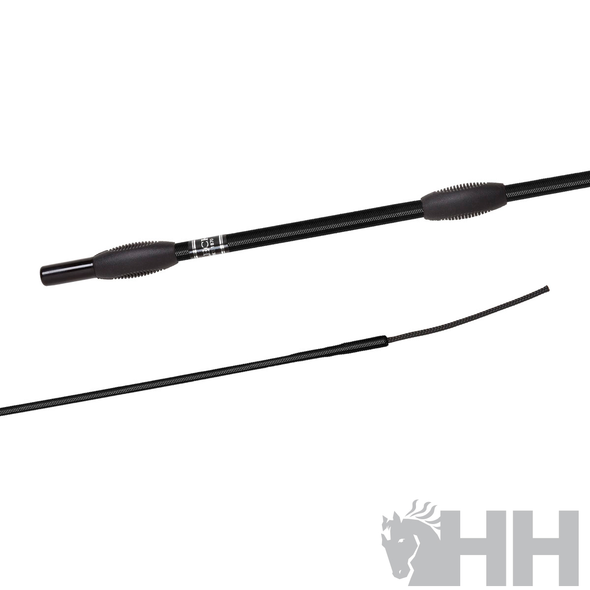 vara de pesca preta com grips emborrachados e etiqueta 1.83 sobre fundo branco