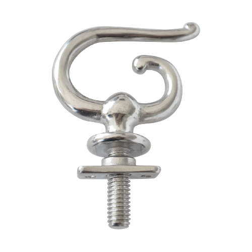 Gancho de metal prateado com rosca para fixação