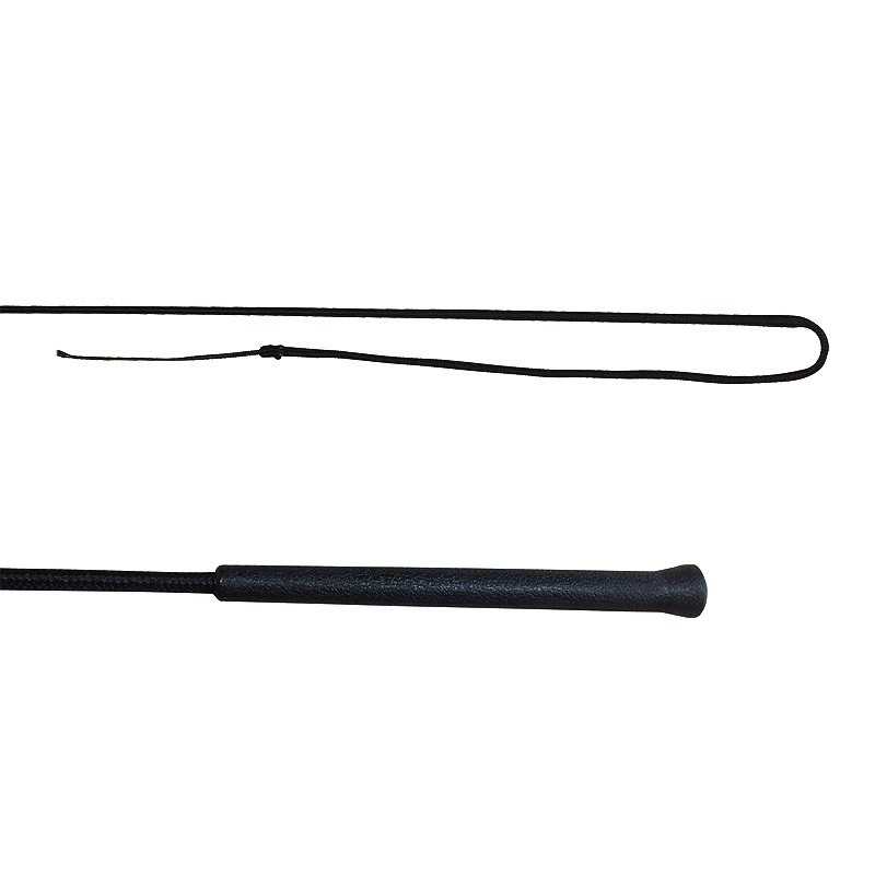 Vareta de equitação preta com empunhadura aderente e ponta metálica