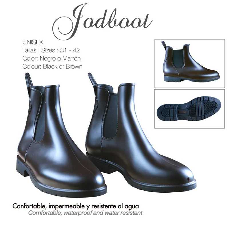 bota unissexo preta ou castanha Jodboot com elástico lateral e sola preta