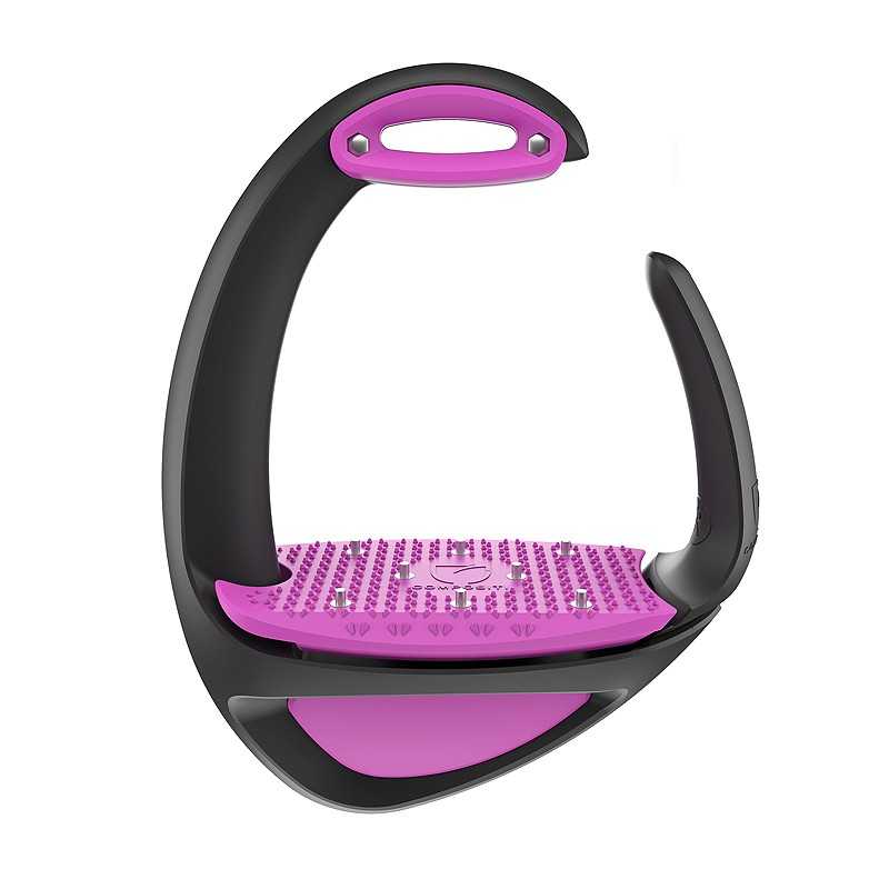 Estribo de passeio para cavalo preto e rosa com textura antiderrapante