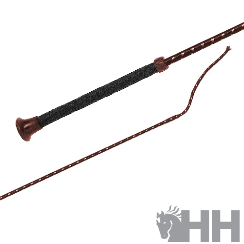 Chicote de equitação castanho com pega preta e selo HH