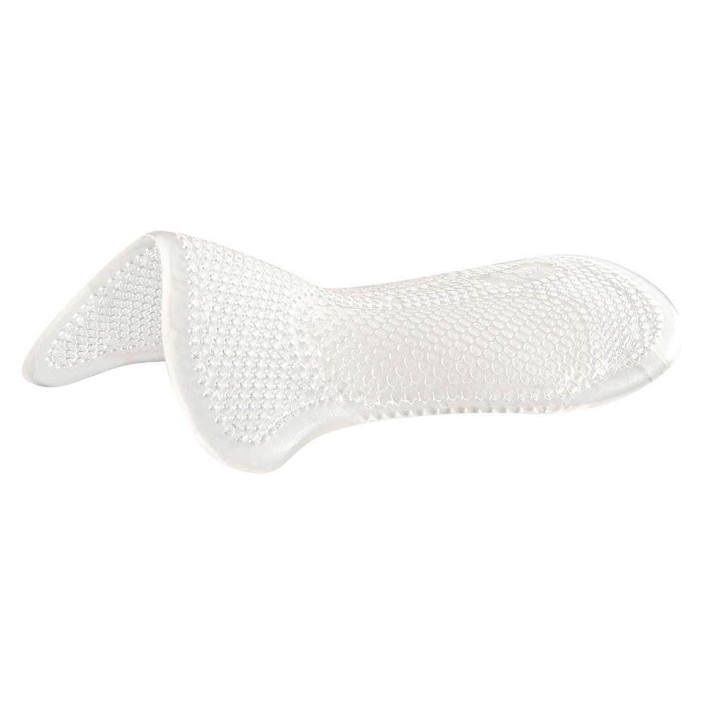 Palmatória de silicone transparente com textura de pontos.
