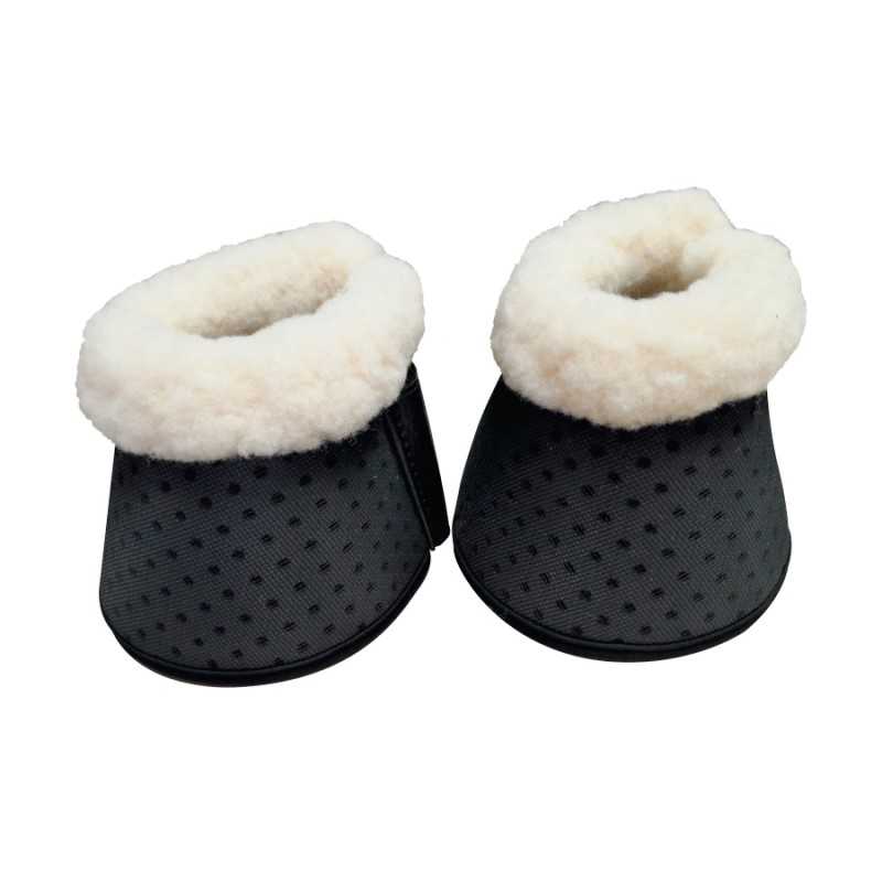 Sapatinhos ou botas de proteção para animais pretas com forro branco felpudo