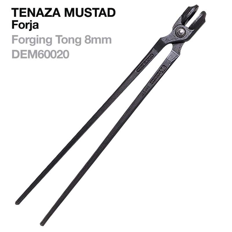 Tenaza Mustad Forja Forging Tong 8mm DEM60020, ferramenta de metal preto com alças longas.