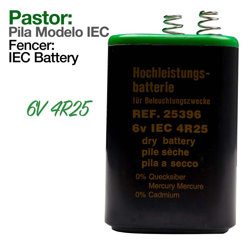 Bateria seca preta com tampa verde e texto em amarelo com molas na parte superior