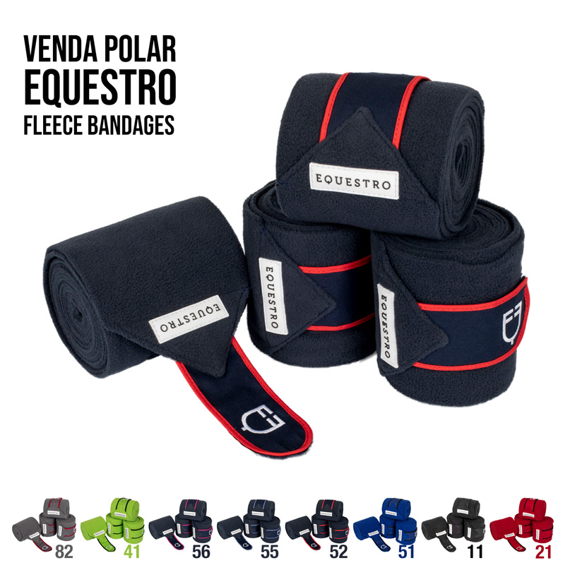 Venda polar Equestro preta com detalhes vermelhos e etiqueta branca EQUESTRO