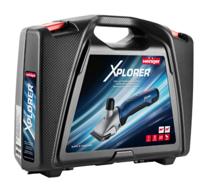 Mala preta com máquina de tosquia Heiniger XPLORER