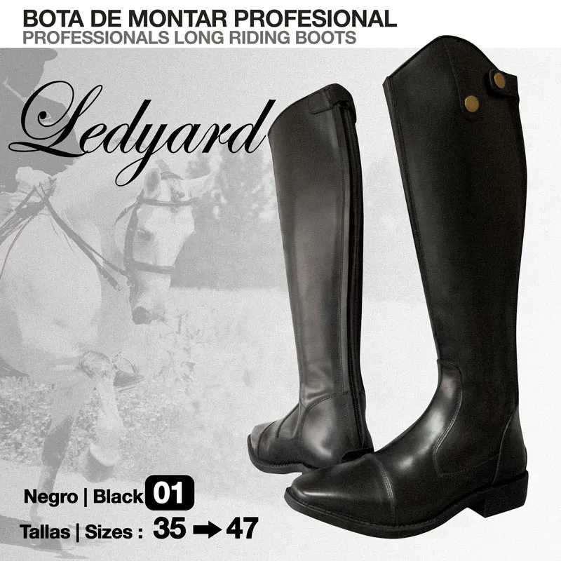 Botas de montar profissionais Ledyard pretas, tamanho 35 a 47