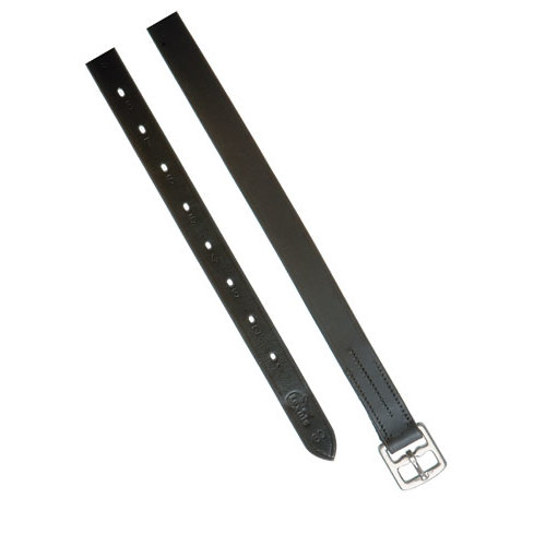 Duas tiras de couro preto com fivela prateada