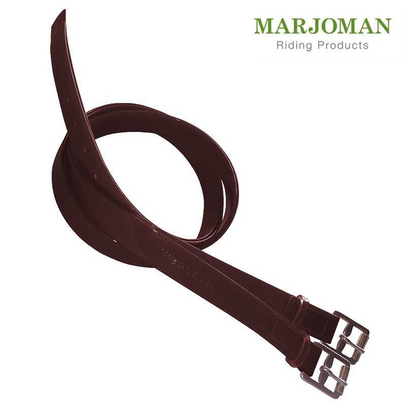 Cinta de montaria em couro marrom com duas fivelas prateadas