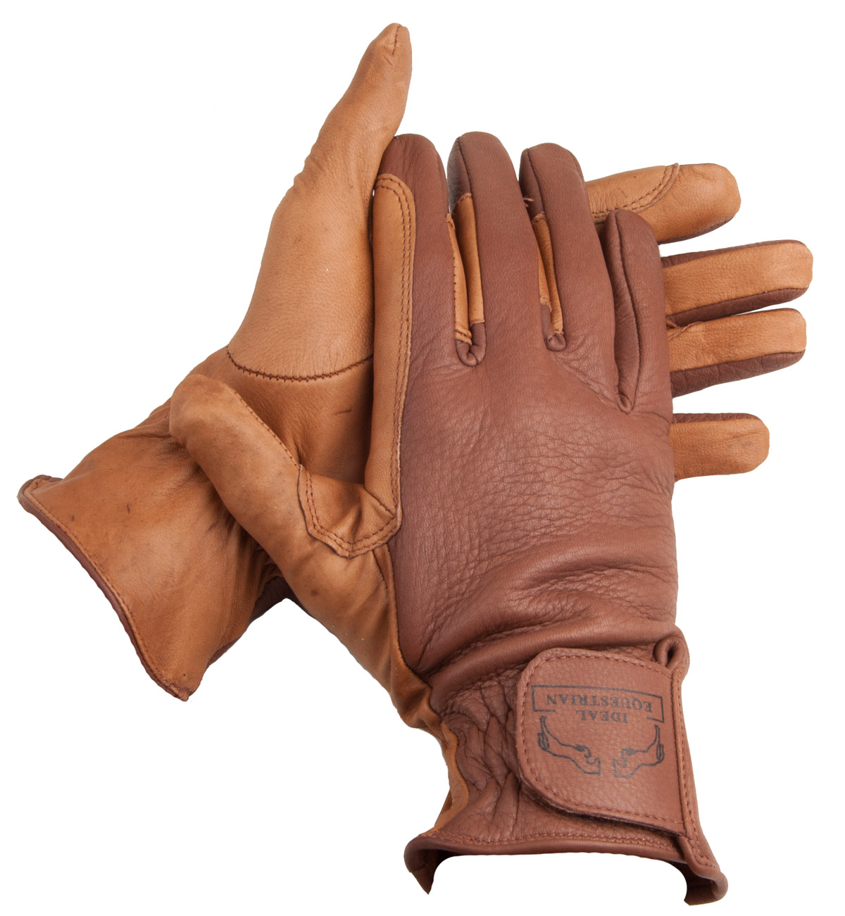 luvas de couro castanhas com etiqueta Royal Enfield